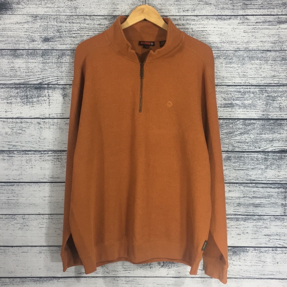 Wolverine 1/4 Zip Orange Pullover Cotton Sweater